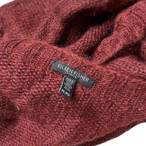 EILEEN FISHER Burgundy Red Mohair Blend Open Knit Pullover Sweater Women's PL - Picture 6 of 7